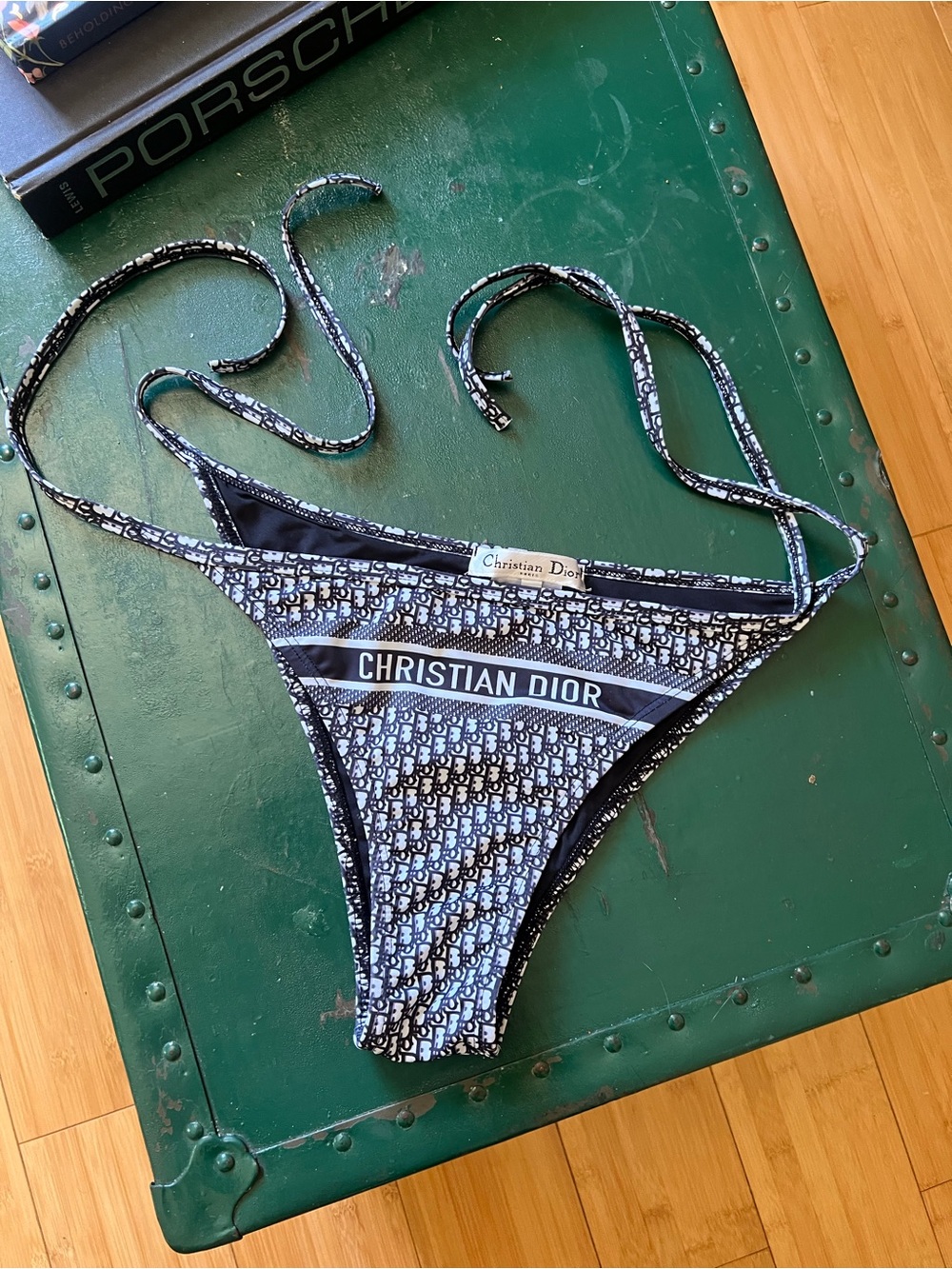 DiorChristian Womens Oblique Monogram Side Tie Luxury Bikini bottoms size medium